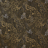 Forest Floor (Ebony) features an intricate, leafy pattern in metallic gold and gray on black