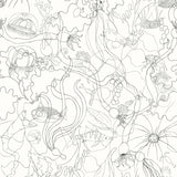 Underwater World (Graphite) features a yet delicate pattern of fish and seaweed in gray on white
