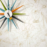 Underwater World (Gold) features a yet delicate pattern of fish and seaweed in metallic on white