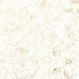 Underwater World (Gold) features a yet delicate pattern of fish and seaweed in metallic on white