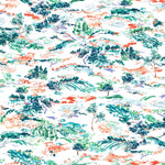 Inspired by the Fauvism movement, Plein Air brings the rolling countryside to life with a gestural brushwork technique. Its colors are joyful and bold while semi-realistic to the subject, including a range of green and blue hues with hints of coral and lavender.