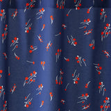 Wildflower Navy Shower Curtains with vermillion flowers and white stems