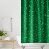 Wildflower Green Shower Curtains with white flowers and black stems