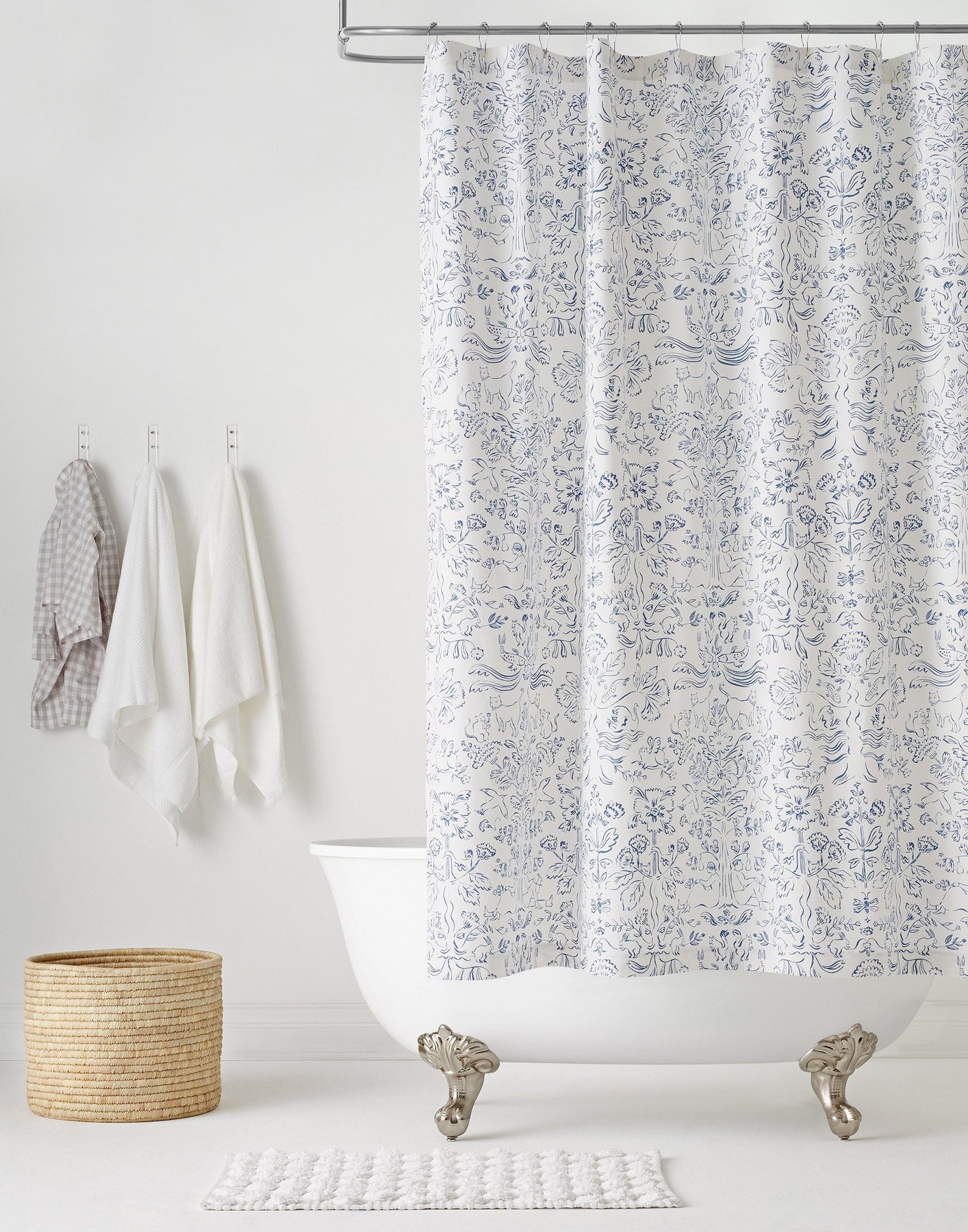 Blue and deals gray shower curtain