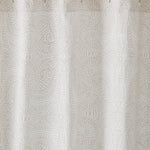 Andanza Shower Curtain featuring a delicate pattern created using a stippling technique in taupe gray on white