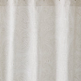 Andanza Shower Curtain featuring a delicate pattern created using a stippling technique in taupe gray on white