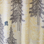 Be Good (Dusk) Shower Curtain with gray and gold illustrations on a cream background depicts scenes from the iconic movie E.T. the Extra-Terrestrial and was created in collaboration with Universal | Hygge & West