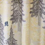 Be Good (Dusk) Shower Curtain with gray and gold illustrations on a cream background depicts scenes from the iconic movie E.T. the Extra-Terrestrial and was created in collaboration with Universal | Hygge & West