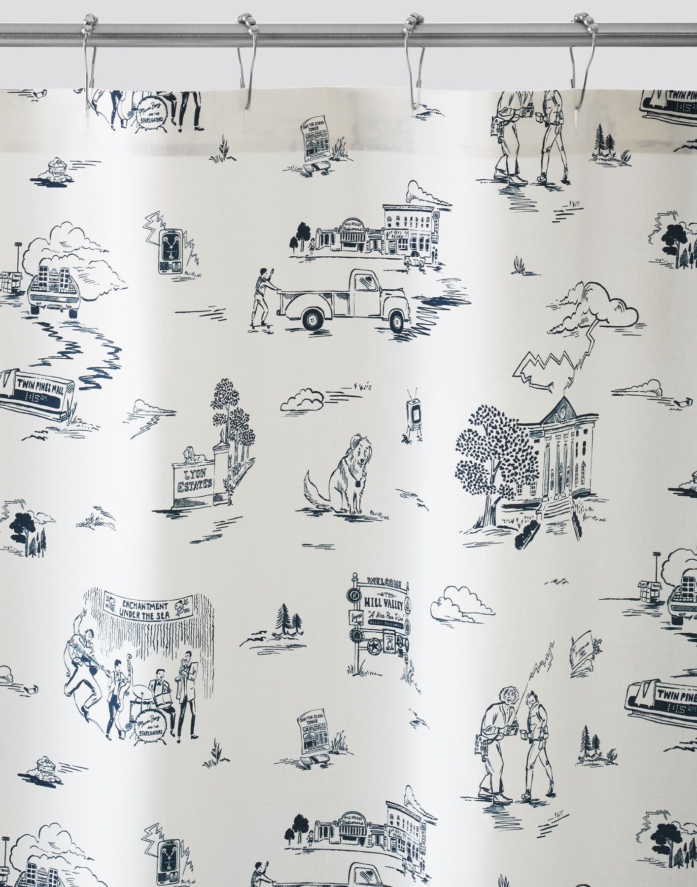 Black toile deals shower curtain