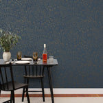 Alpine Garden Tonal (Midnight) featuring hand drawn flowers in metallic gold on a deep blue background | Schoolhouse x Hygge & West Wallpaper Collection