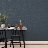 Alpine Garden Tonal (Midnight) featuring hand drawn flowers in metallic gold on a deep blue background | Schoolhouse x Hygge & West Wallpaper Collection