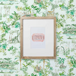 Dinosaur illustrated wallpaper inspired by the movie Jurassic Park | kids wallpaper | nursery wallpaper | Light blue background with green and brown illustrations