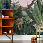 Bengal Sunrise wallpaper mural with Tigers and Monkeys inspired by The Jungle Book