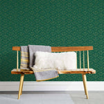 Palma (Green) featuring deep green background with gold geometric pattern