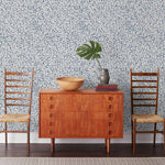 Snow (Blue) features a two tone blue pattern inspired by snow falling on a white background